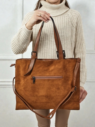 Geantă de damă shopper Daverna, din piele ecologică tip piele întoarsă