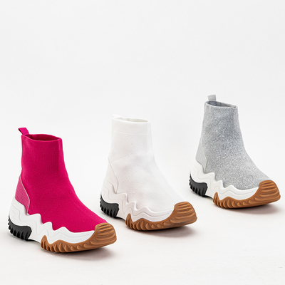 Pantofi sport Tenera de damă albi cu platformă - Încălțăminte