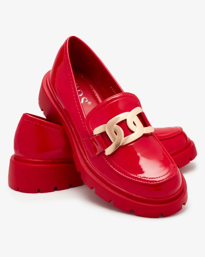 Mocasini roșii lăcuiți pentru femei Pogola- Footwear