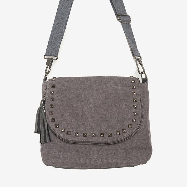 Geantă de mână gri cu ornamente - Genti de mână