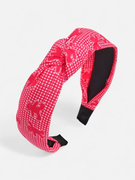 Royalfashion Bandă de păr împletită în carouri și cu urși