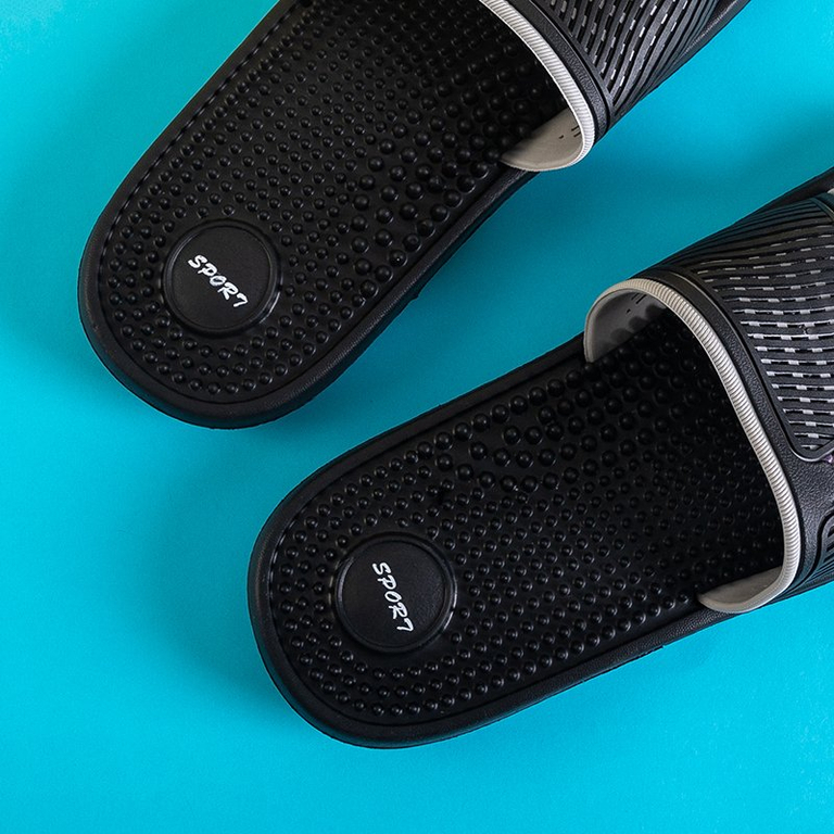 Papuci de cauciuc negri pentru bărbați cu vârfuri Liw - încălțăminte