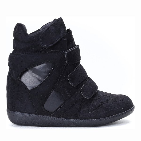 Czarne sneakersy na koturnie Barbra - Obuwie