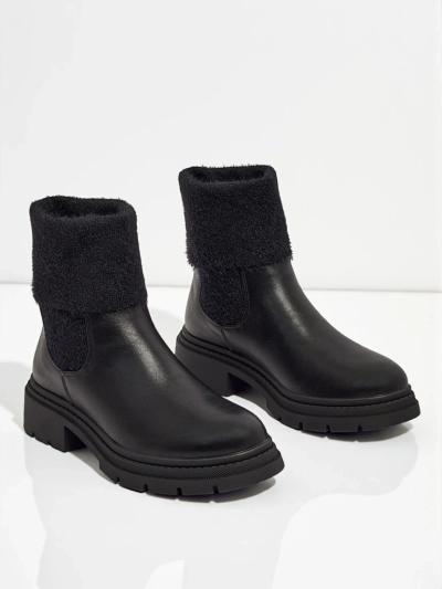 Botine de damă din piele ecologică cu blană Kesy