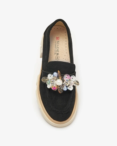 Mocasini negri traforați de damă Peloga- Footwear