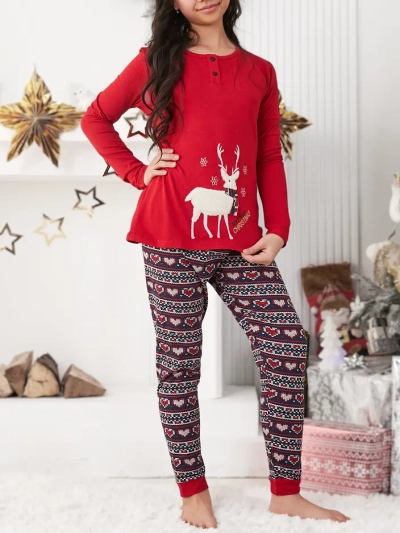 Pijama de Crăciun din bumbac pentru copii Royalfashion cu reni polari