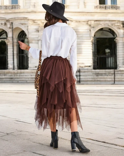 Fustă midi cu două straturi pentru femei de la Royalfashion