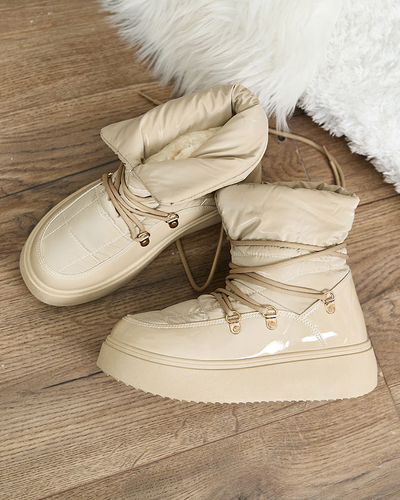 Royalfashion Cizme de zăpadă slip-on pentru femei de culoare maro deschis Dabenda