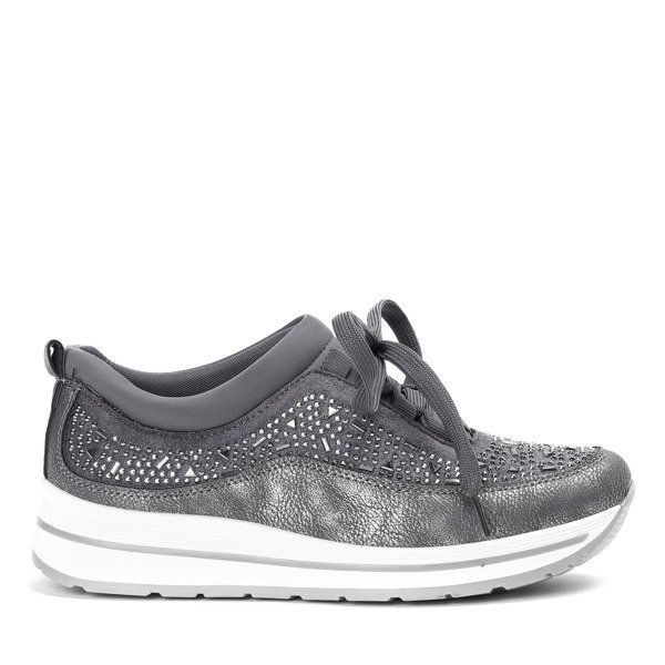 Szare buty sportowe z cyrkoniami Austen - Obuwie