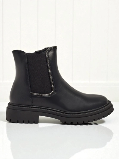 Botine din piele ecologică cu zirconiu Novira