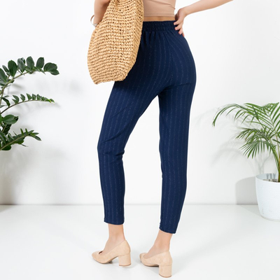 Treggings pentru femei cu un fir strălucitor de culoare albastru marin - Îmbrăcăminte