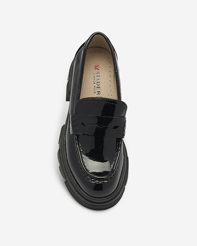 Mocasini negri lăcuiți pentru femei Tygriss- Footwear