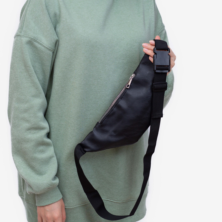 Rinichi de dama cu sclipici negru cu fermoar argintiu - Accesorii