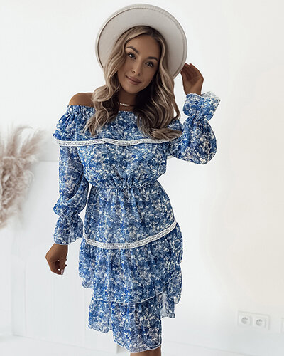 Royalfashion Rochie florală mini a'la hiszpana pentru femei