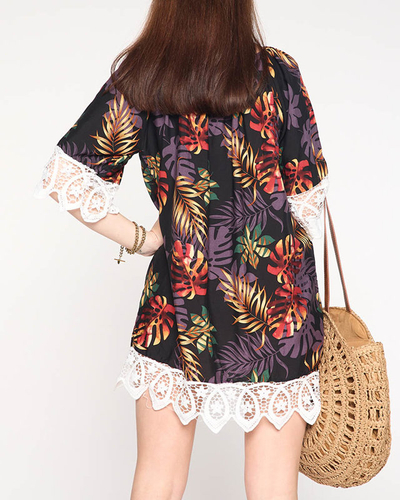 Tunica de dama neagra cu frunze - Imbracaminte