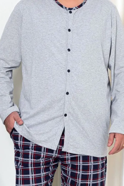 Pijamale din bumbac Royalfashion pentru bărbați cu model în carouri Mărime PLUS