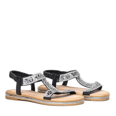 Czarne sandały z cyrkoniami Janita - Obuwie