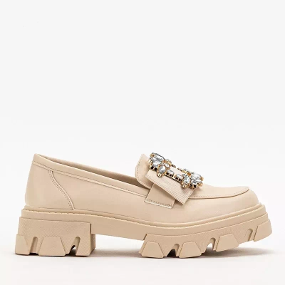 OUTLET Pantofi dama bej cu cristale Rewilla - Incaltaminte