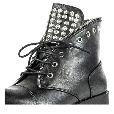 Czarne workery z dżetami Patelana - Obuwie