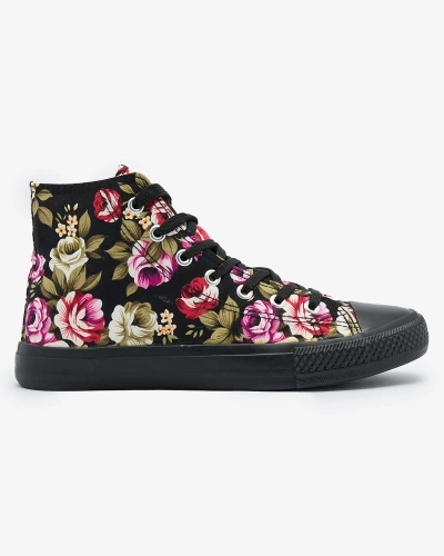 Royalfashion Adidași înalți pentru femei Black Floral Soxic