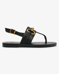 Royalfashion Sandale flip flop de damă negre Imonel