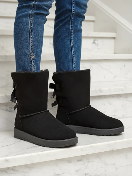 Botine Stella din piele ecologică de căprioară cu toc plat