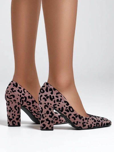 Royalfashion Pantofi cu toc pentru femei, imprimeu leopard Leoart