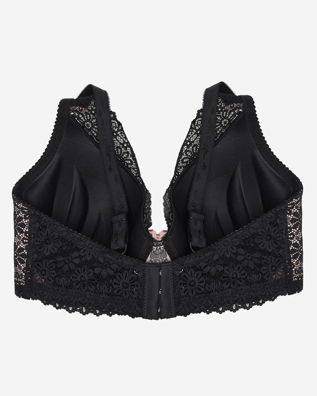 Sutien roz de dama cu dantela neagra - Lenjerie intima