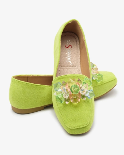 Mocasini verzi din piele ecologică de piele de căprioară pentru femei Gepossa- Footwear
