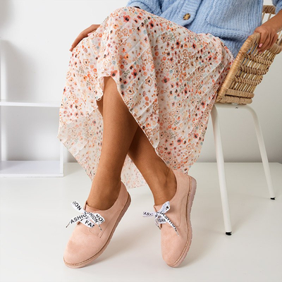 Încălțăminte roz pentru femei dantelată cu o panglică Ninetta - Încălțăminte