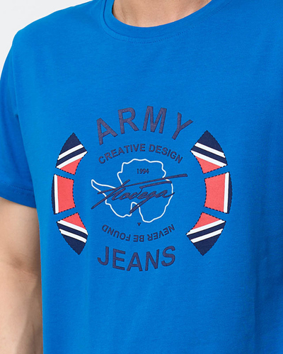 Tricou cu imprimeu pentru bărbați albastru deschis - Îmbrăcăminte