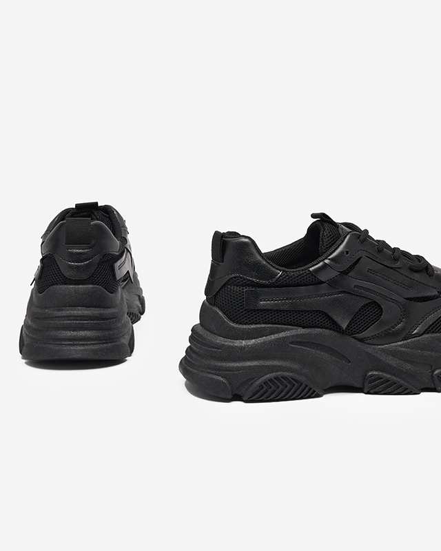 Pantofi sport de damă de culoare neagră pe o talpă masivă Okis - Încălțăminte