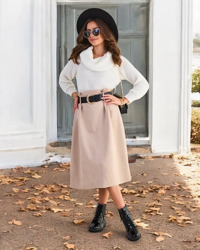 Fustă midi pentru femei Royalfashion a' la suede