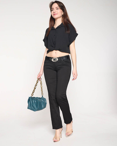 Blugi skinny negri de damă cu talie joasă - Îmbrăcăminte