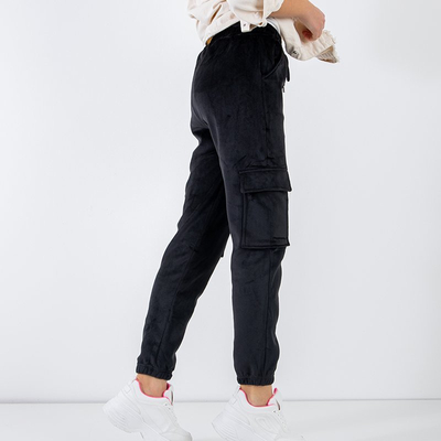 Pantaloni cargo de culoare neagră pentru femei - Haine
