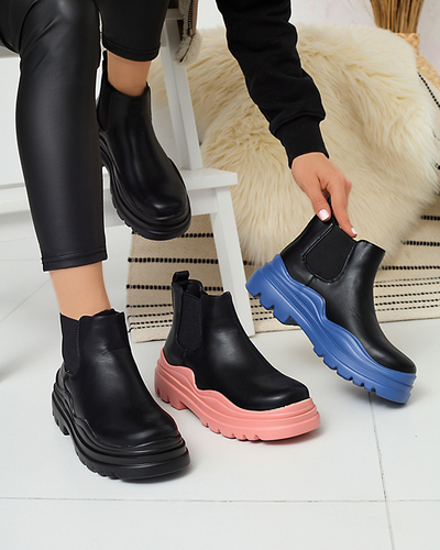 Cizme negre de damă cu slip-on pe o talpă Beja mai groasă - Încălțăminte
