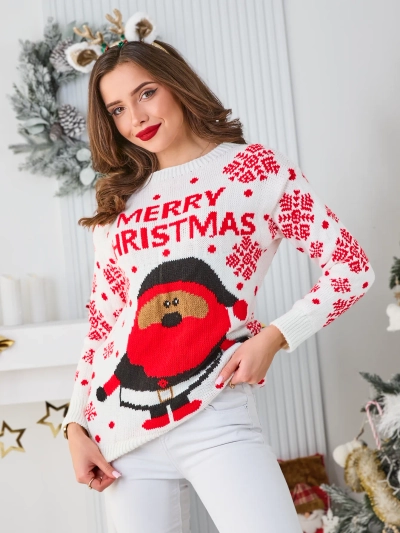 Royalfashion Pulover de Crăciun pentru femei cu Moș Crăciun