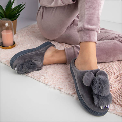 Papuci de culoare gri închis Mouse Amarli - Încălțăminte