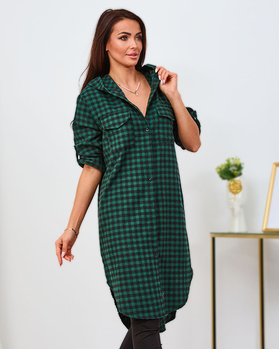 Royalfashion Rochie verde pentru femei cu carouri