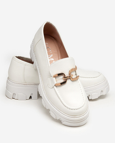 OUTLET Pantofi albi de dama cu decor auriu Meritso - Incaltaminte