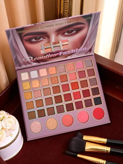 Beauties Fashion Paletă de 45 farduri de pleoape cu glitter și mat Champagne Ruby Glamour