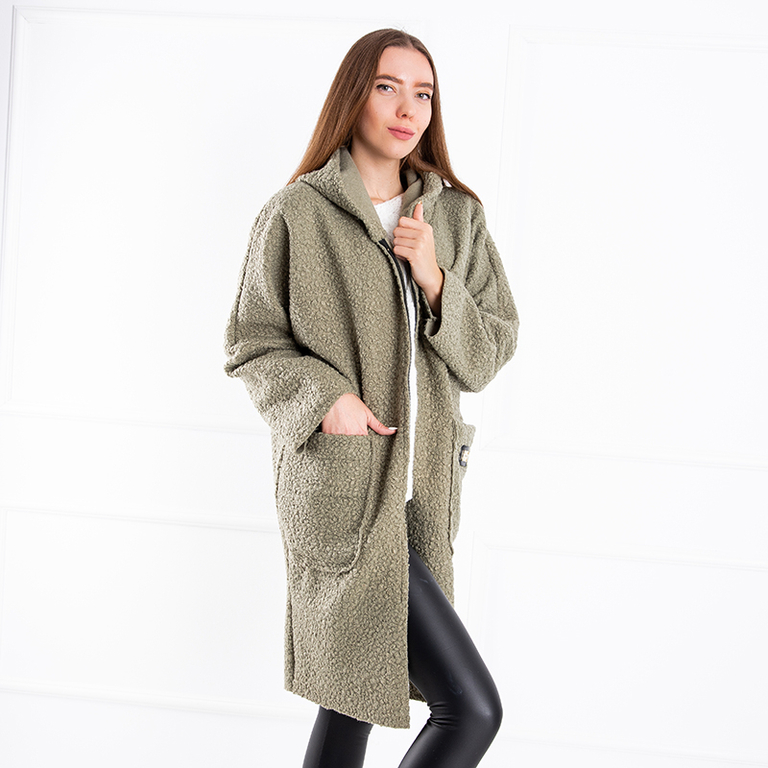 Geacă de damă verde - haina cu glugă - Îmbrăcăminte