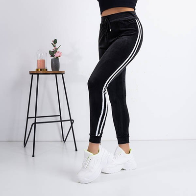 Pantaloni de trening negri cu dungi PLUS SIZE - Îmbrăcăminte