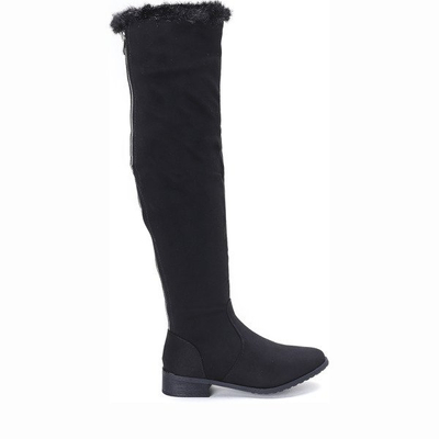 Czarne kozaki na płaskim obcasie Willia - Obuwie