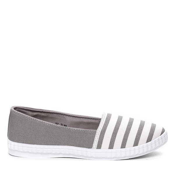 Biało szare slip on w paseczki- Obuwie