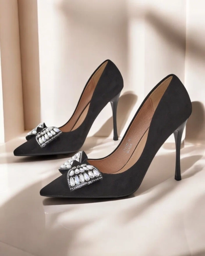 Royalfashion Pantofi cu toc înalt pentru femei cu o fundiță Cocarte