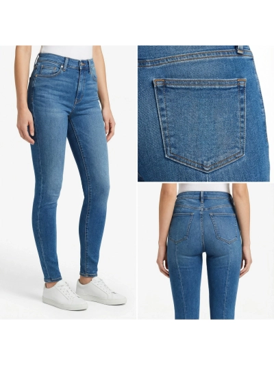 Royalfashion Jeans din bumbac pentru femei cu croi conic