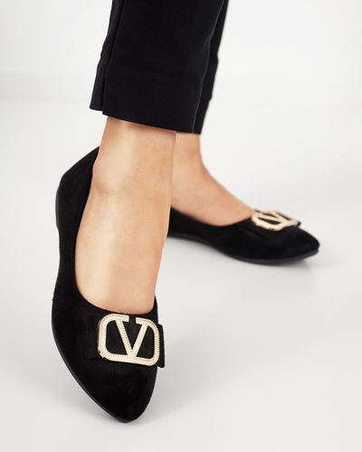 Balerini de dama negri cu ornament pe varf Cavo - Incaltaminte