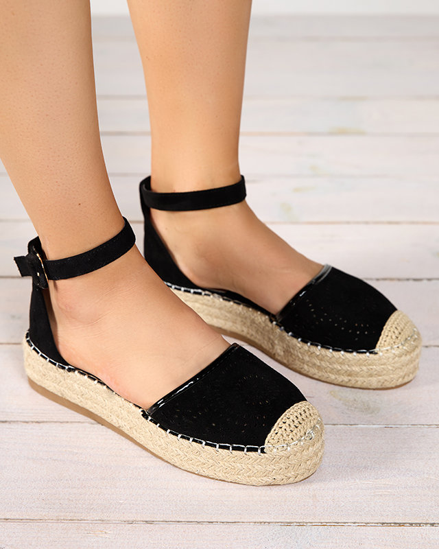OUTLET Espadrile negre ajurate pentru femei Erisab- Pantofi