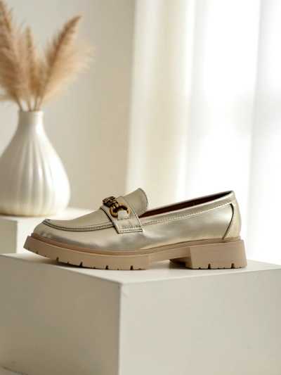 Royalfashion Mocasi pentru femei placate cu aur Goldlove